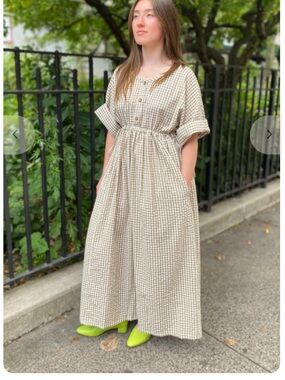 Rujuta Sheth Blythe Dress in Tawny Check